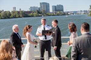 Captain's ceremony on the water in Portland, Oregon