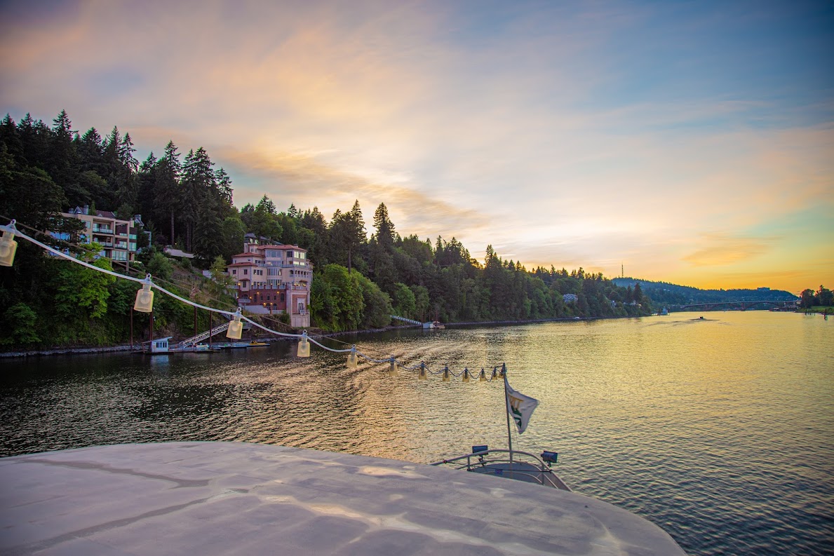 Palatine Hill Pumping Station from the Portland Spirit at Sunset
